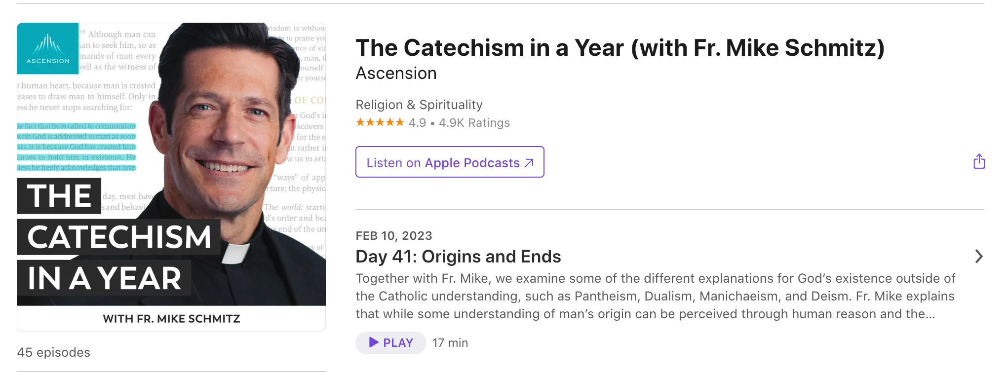 邁克．施密茨神父主持有二個節目分居二、三名。（圖／截圖自Apple Podcast）